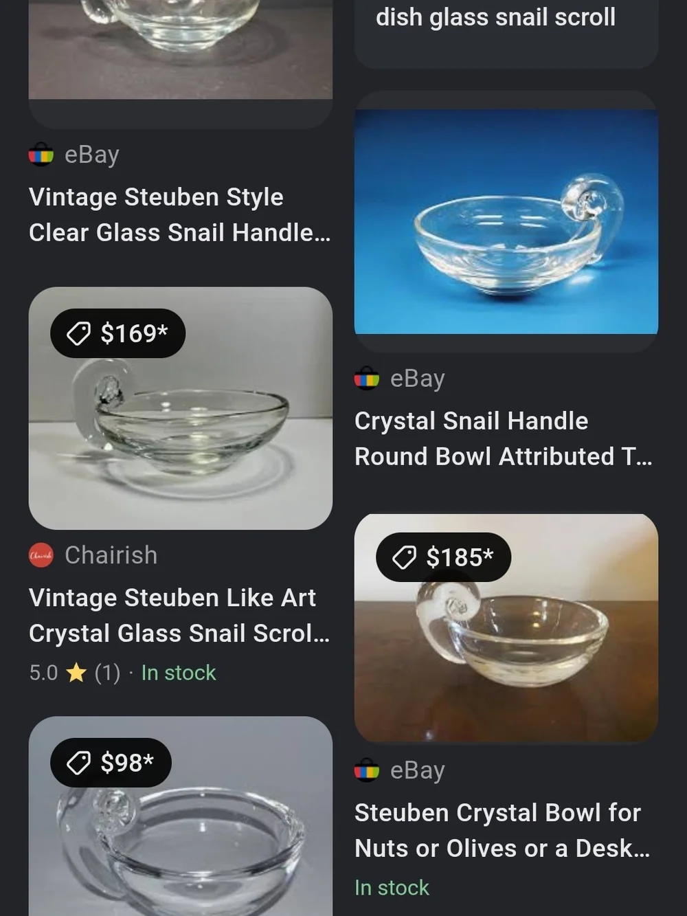 Steuben Glass Bowl with Snail Handle   Heavy Crystal
